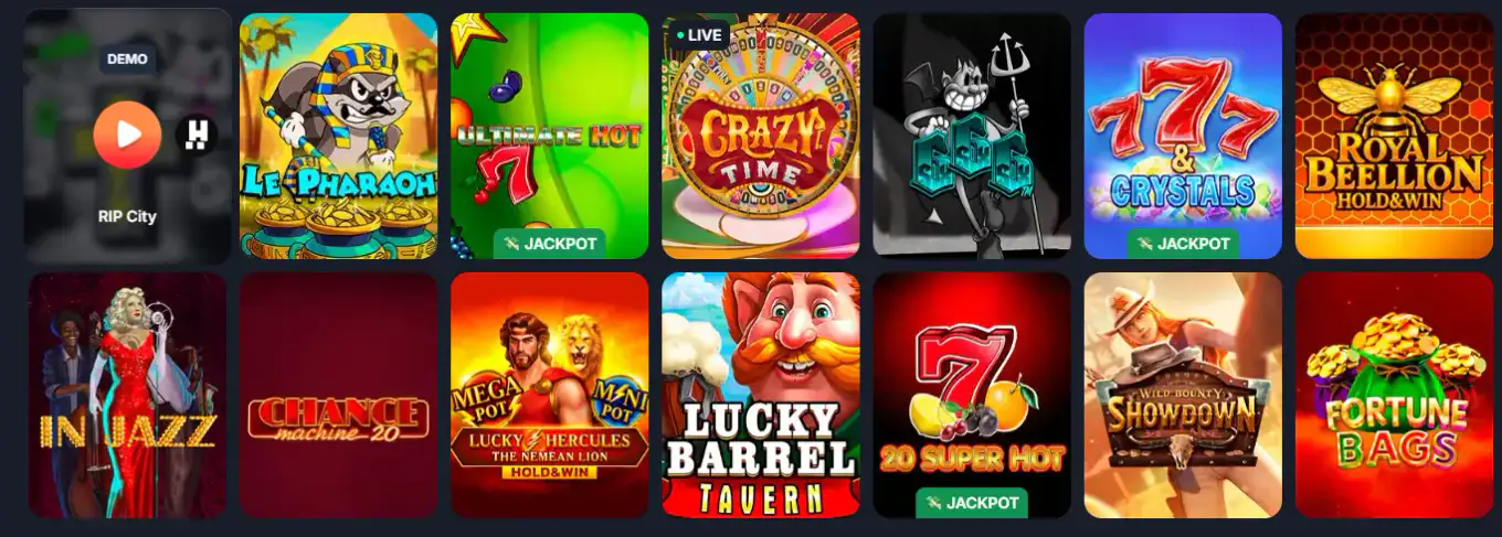 Spielangebot im Beef Casino